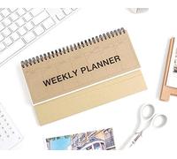 2YOUNG Kraft Standing Weekly Planner - Wirebound Kraft Undated Weekly Desk Planner Scheduler (Craft)
