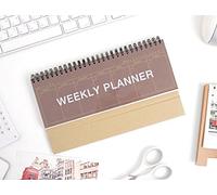 2YOUNG Kraft Standing Weekly Planner - Wirebound Kraft Undated Weekly Desk Planner Scheduler (Wine)