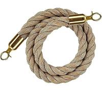 3.0 Meter Premium Braided Queue Boundary Rope with Metal Hooks - Silver Pole for Event Management, Restaurants, Cinemas, VIPs(Gold,4.9ft/150cm)