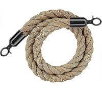 3.0 Meter Premium Braided Queue Boundary Rope with Metal Hooks - Silver Pole for Event Management, Restaurants, Cinemas, VIPs(Black,4.9ft/150cm)