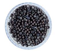 3.0 mm GL Silicone Nano Ring Beads - 100pc/200pcs Professional Nano Links for Nano Tip Extensions - 7 Colours Available - Salon Quality Damage-Free (Dark Brown, 100pc)