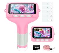 3.0" Screen Digital Microscope for Kids: 1000X Rechargeable Mini Pocket Portable Miniscope Magnifying Glass 4K Coin Jewelry Loupe Edu Science STEM Toy Xmas Gift 4-12 Boys Girls