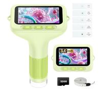 3.0" Screen Digital Microscope for Kids: 1000X Rechargeable Mini Pocket Portable Miniscope Magnifying Glass 4K Coin Jewelry Loupe Edu Science STEM Toy Xmas Gift 4-12 Boys Girls