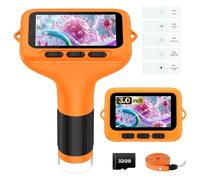 3.0" Screen Digital Microscope for Kids: 1000X Rechargeable Mini Pocket Portable Miniscope Magnifying Glass 4K Coin Jewelry Loupe Edu Science STEM Toy Xmas Gift 4-12 Boys Girls