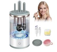 3.0 Upgrade Brush Cleaner Make Up, 10 x Cleaning Power Cleaning Performance, One Button Operation - Power Motor Electric Make Up Brush Cleaner for Makeup Brushes, Grey