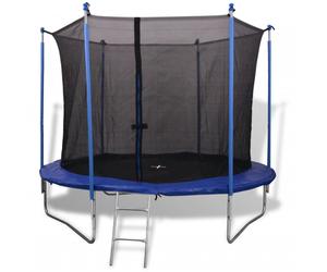 (3.05 m) vidaXL Five Piece Trampoline Set Safety Net Pad Rain Cover Ladder Multi Sizes
