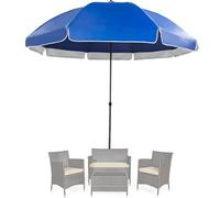 3.0m/9.8ft Blue Market Umbrella Outdoor Patio Umbrella Round Garden Sunshade Large Terrace & Balcony Canopy Waterproof Sun Shelter for Deck & Backyard