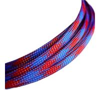 3.0MM 4MM 6MM 8MM 10MM 12MM 16MM Flat Sleeves Braided Expandable Cable Wire Snakeskin Sleeving(Blue red,8MM,10 Meters)