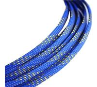 3.0MM 4MM 6MM 8MM 10MM 12MM 16MM Flat Sleeves Braided Expandable Cable Wire Snakeskin Sleeving(Blue Golden,4MM,10 Meters)