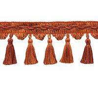 3 1/2" (8.5cm) Veranda Collection Elegant Scalloped Tassel Fringe Trim (Style# VTF035) Fiesta Red Multicolor #VNT10 (Rust Red, Rust Orange, Dark Gold) 5 Yards (15 ft/4.5m)
