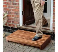 3 1/2" One Step Stool for Elderly - Acacia Wood High Riser Step Stool with Non-Slip Pads - Wooden Mobility Stepping Stools for Handicap, Bed, Bathroom, Kitchen and Indoor/Outdoor (Large Size)