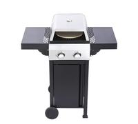 3+1 Gas & Charcoal Multifuel BBQ W/Side Burner, Side Shelves, Locker, Portable, Built-in Thermometer, Tool Hooks for Home Garden Party (2 Burner Gas BBQ/Pizza Oven Combi)