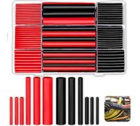 3:1 Heat Shrink Sleeving Set 270pcs, Double-Walled Adhesive Heatshrink Tubes, Waterproof Cable Shrink Sleeving, Red Black in 6 Sizes, for Cable Repair Electrical Insulation