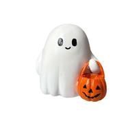 3.1 Inch Halloween Ghosts Carrying Pumpkin Decoration, Cute Tiny Trick or Treat Ghost, Mini Halloweens Ghosts Light, Halloween Ghost Night Lights, Cute Glowing Statue for Desktop, Party, Garden