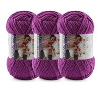 3 * 100g Chunky Yarn for Crocheting and Knitting - Easy to Use Plush Chenille Super Bulky Yarn 393yds - Ultra Soft Velvet Baby Blanket Yarn for Beginners & Amigurumi Projects, Violet
