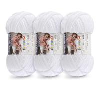 3 * 100g Chunky Yarn for Crocheting and Knitting - Easy to Use Plush Chenille Super Bulky Yarn 393yds - Ultra Soft Velvet Baby Blanket Yarn for Beginners & Amigurumi Projects (3, White)