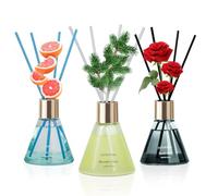 3 * 100ml Scent Diffusers with 24 Fiber Sticks,Rose Cedar Grapefruit Reed Diffusers for Room Decoration,Last Up 60 Days