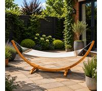 3.10m x 1.2m Palermo Freestanding Garden Hammock with Larch Wood Arc Stand in Cream