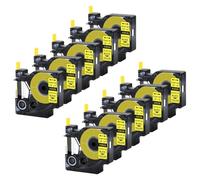 3-10PK 18055 IND Heat-Shrink Tube Labels12mm Compatible with A18052 A18053 Printer Supplies(10PK Black on Yellow)
