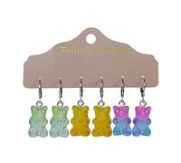 3/12 Pairs Cartoon Animal Drop Earring Set Candy Gradient Color Bear Dangle Earrings Ear Jewelry Lady Birthday