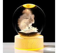 3.14in.(8cm) Crystal Ball 3D Squirrel Gifts for Women Glass Sphere Figurine Paperweight Ornament Art Animal SquirrelPresents for Birthday