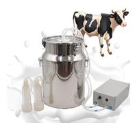 3-14L Electric Milking Machine with Auto Stop - Portable Milker Kit for Cows Goats & Sheep - Stainless Steel Bucket & Vacuum Pump for Safe Efficient Home Farming Solutions