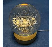 3.15" (80mm) Solar System Crystal Ball 3D Sun System Planets Model Globe with Wooden Base Home Decorative Ornament Astronomy Gifts