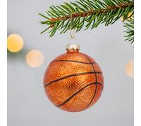 3.15” Christmas Basketball Glass Blown Ornament, 2025 Hand-Painted Sports Ball Decoration for Xmas Tree Holiday Decor Gifts
