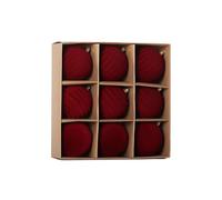 3.15 in Burgundy Velvet Christmas Ornaments Balls Flocked Christmas Tree Christmas Tree Hanging Ball Set for Xmas Party Deco (Wine)