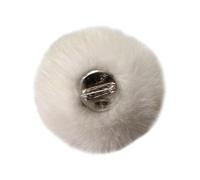 3.15 Inch Cute Plush Rabbit Tail Pom Pom Brooch Lapel Pin Cosplay Party Bunny Tail Fluffy Faux Fur Pom Poms Furry Fuzzy Ball Shoe Clips Costume Accessories for Easter Halloween White