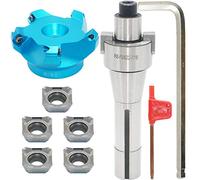 3.15 Inch Face Milling Cutter Aluminum KM12 80MM CNC End Milling Cutter Holder + R8-FMB22 Shank Face Shell Mill Arbor + 5pcs SEHT1204 Carbide Inserts + 8mm Hexagon Wrench + T20 Wrench CNC Machine Tool