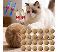 3.15" Rabbit Fur Ball Cat Toy with Catnip, Soft Fluffy Furry Cat Balls, Washable Interactive Pom Pom Toy for Indoor Cats, Kittens Bunny Kicks, Chase & Exercise Bonding