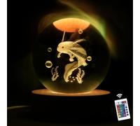 3.15in 3D Crystal Ball Axolotl Light - 16 Colors & Remote Control - Bedroom Night Light - Birthday & for Kids