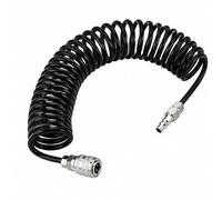 3-15Meters Pneumatic Tubing Black PU Coiled Air Hose with Fittings 12mm OD 8mm ID,12m