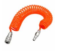 3-15Meters Pneumatic Tubing Orange-Red PU Coiled Air Hose with Fittings 10mm OD 6.5mm ID,15m