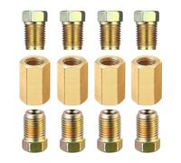 3/16 Inch Brake Line Fittings Set M10 Thread Brass Pack of 12 | Female Union Inverted Tube Connectors; Brass Assortment; For Brake Pipe Repair