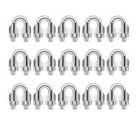 3/16 Inch M5 Cable Clamps, Wire Rope Clamp, 304 Stainless Steel Wire Rope Cable Clip Clamp, U Bolt Saddle Fastener, 15 PCS