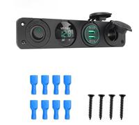 3.1A Dual USB Charger Panel, 12V-24V Socket with LED Indicator and Switch for RV, Boat, Truck, SUV, Red ABS Dashboard Mount, 195x42mm