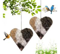 3/2/1Pc Handmade Fiber Bird Nesting Heart, Refillable Birds Haven Heart Shape Hummingbird Nesting and Nest Materials, Winter Fowl Gifts for Animal Hummingbirds Lovers Home Garden Yard (2Pcs)