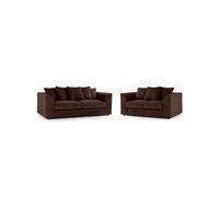 (3&2 Chocolate) Premium Porto Jumbo Cord 3 and 2 Seater Sofa Set