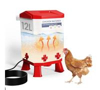 3.2 Gallon Heated Chicken Waterer with 4 Nipple Drinkers - Adjustable Height, BPA-Free, Freeze-Proof, 110V Electric, Suitable for Chickens, Ducks, Geese & Quails,12L
