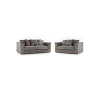 (3&2 Grey) Premium Porto Jumbo Cord 3 and 2 Seater Sofa Set