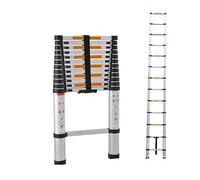 3.2 m Stainless Steel Telescopic Ladder, Non-Slip Extension Ladder, Loft Ladder with 11 Rungs, Easy to Carry, 150 kg Load Capacity