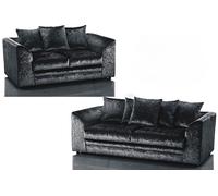 (3+2 Seater) Aurora Crushed Velvet 3 and 2 Seater Sofa Snugg Furniture UK Limited Black One Size