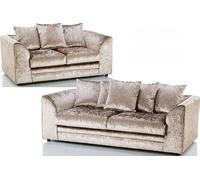 (3+2 Seater) Aurora Crushed Velvet 3 and 2 Seater Sofa Snugg Furniture UK Limited Light Beige One Size