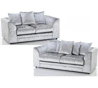 (3+2 Seater) Aurora Crushed Velvet 3 and 2 Seater Sofa Snugg Furniture UK Limited Silver One Size