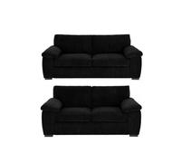 (3+2 Seater, Black) Amalfi Jumbo Cord 3 Seater and 2 Seater Sofa