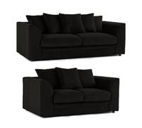 (3+2 Seater, Black ) Jumbo Cord Scatter Back Sofas in Premium Fabric