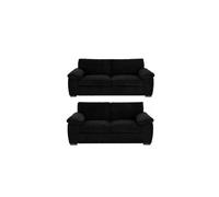 (3&2 Seater Sofa, Black) Atrani Jumbo Cord Fabric Sofa