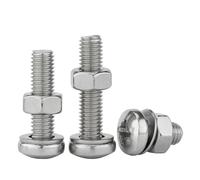 3-20pcs M2 M2.5 M3 M4 M5 M6 M8 M10 Pan Head Screw 304 Stainless Steel Screw Nut Washer Set Round Head Cross Bolt(3mm,M4-10PCS)